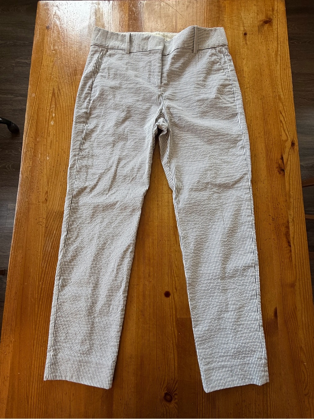 J.Crew women’s Slim Seersucker Striped Pants - Light Blue/White